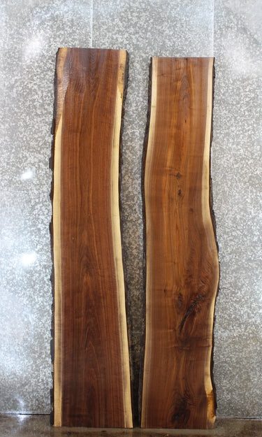 2- Natural Edge Black Walnut Bar Top Slabs, Live Edge River Table 389-390